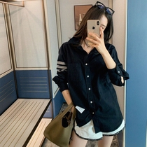 TB Thom 2021 autumn wild new Classic four bar casual loose shirt men and women same coat tide