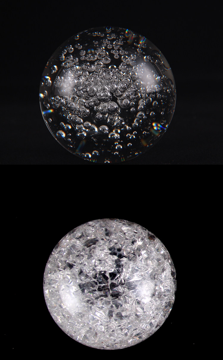 水晶冰裂球玻璃汽泡球转运风水珠风水轮假山流水喷泉摆件装饰配件