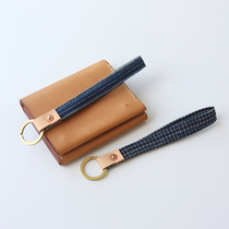 asmountain like mountain handmade retro brass key button blue dye for men and women Petty Tannic Leather Pendant Original