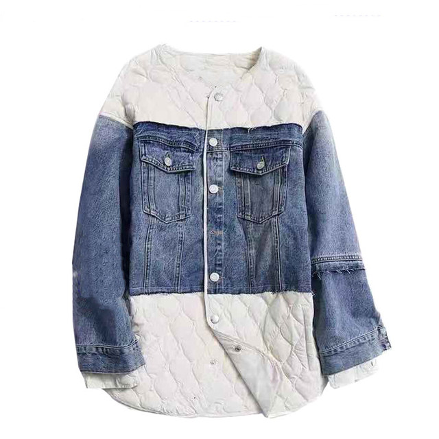 Cowboy stitching down jacket female light thin short fashion casual European station 2020 new winter jacket European goods tide Cowboy stitching down jacket female light thin short fashion casual European station 2020 new winter jacket European goods tide