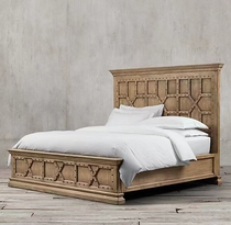RH American Country Solid Wood Bed Bedroom Double Bed Rivet Creative Queen Bed French Retro - made old 1 8m wedding bed