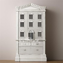 European vintage nostalgic solid wood wardrobe American country carved childrens wardrobe bedroom locker storage cabinet custom