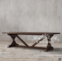 Retro Modern American Countryside Solid Wood Table Dining Terrace Dining Terrace Fatador Idylo Multiperson Long Dining Table West Table