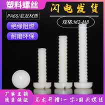 Round head word M2-M8 nylon screw PA66 insulated environmental protection plastic screw Slotted pan head plastic screw