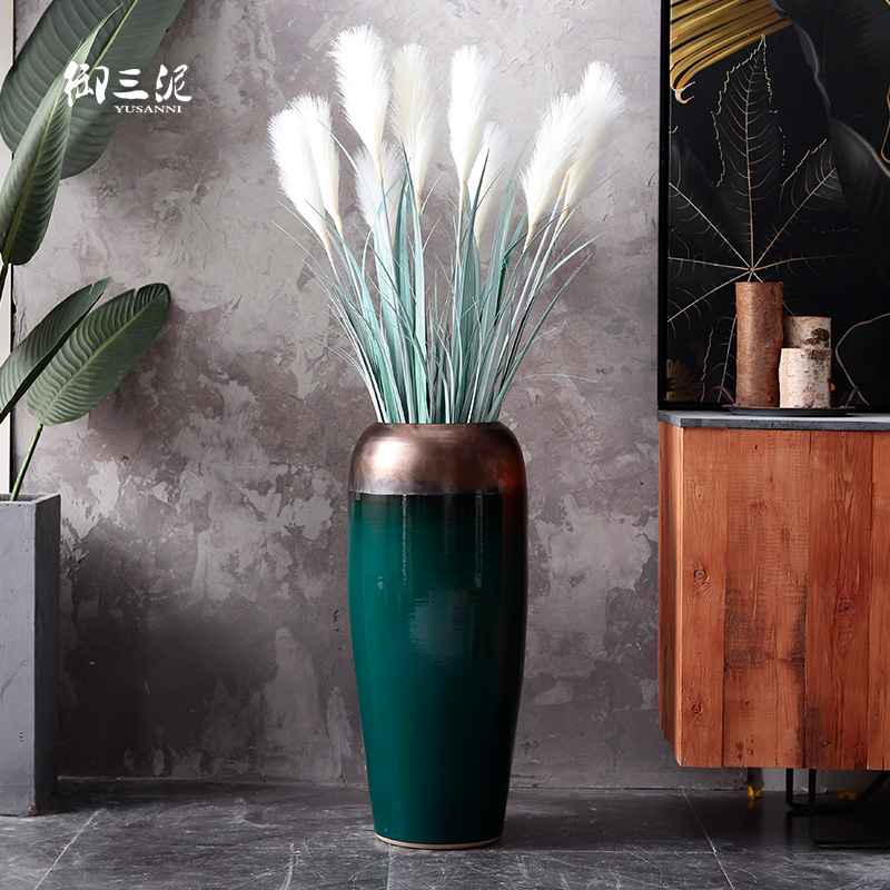 Flower arrangement sitting room place decoration light ceramic big Flower implement I and contracted the new Chinese style light key-2 luxury ground dry Flower vase