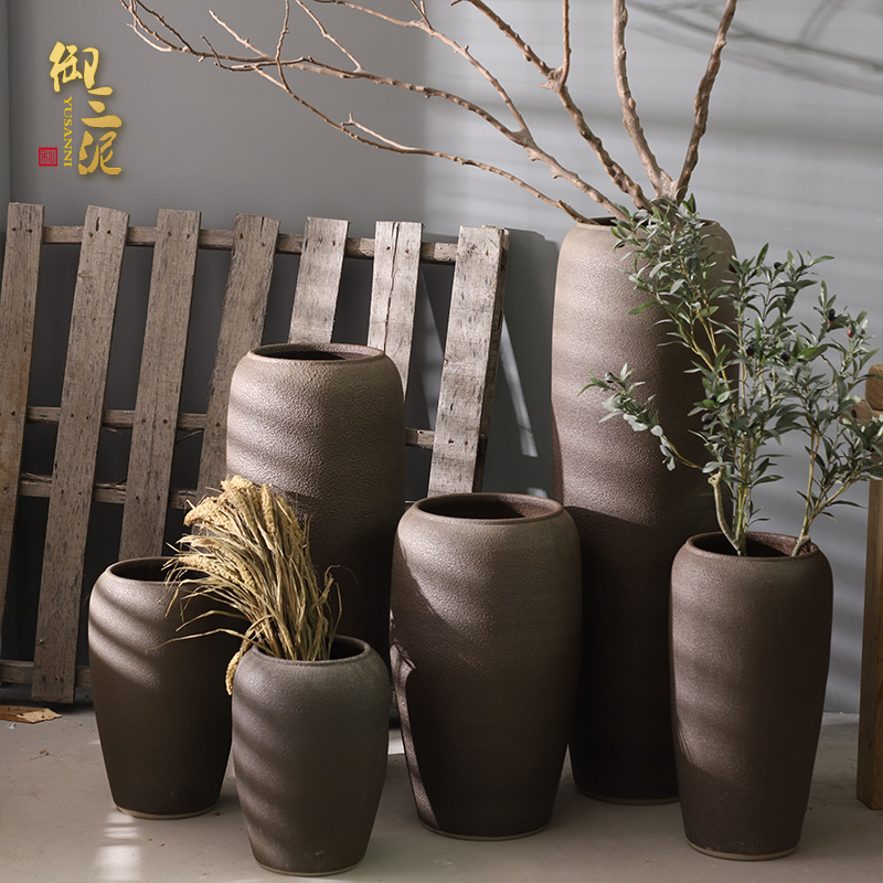 Contracted jingdezhen ceramic floor big vase Chinese flower arrangement sitting room place coarse pottery large suit the dried flower