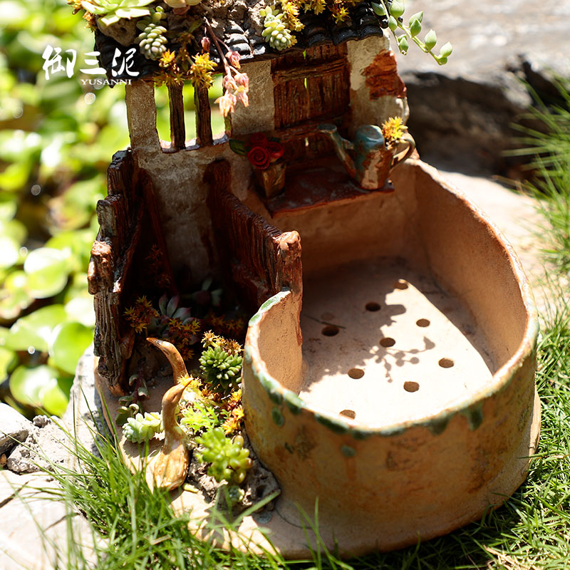 Creative ceramic vases, new Chinese zen decorations office small bonsai house garden rockery restoring ancient ways furnishing articles