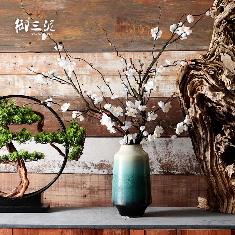 The New Chinese dried flower implement creative decoration zen Japanese ceramic vase furnishing articles ornaments living room TV cabinet