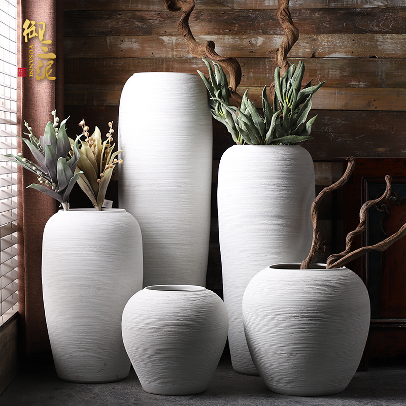 Jingdezhen ceramic large vases, flower arrangement sitting room place I and contracted white checking pottery landing big flower pot