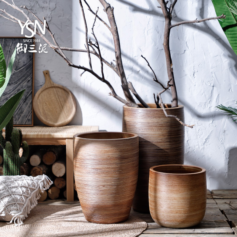 Nordic flowerpot rural ceramic green, the plants in hydroponic pot restoring ancient ways of large diameter indoor the plants dried flowers place vase