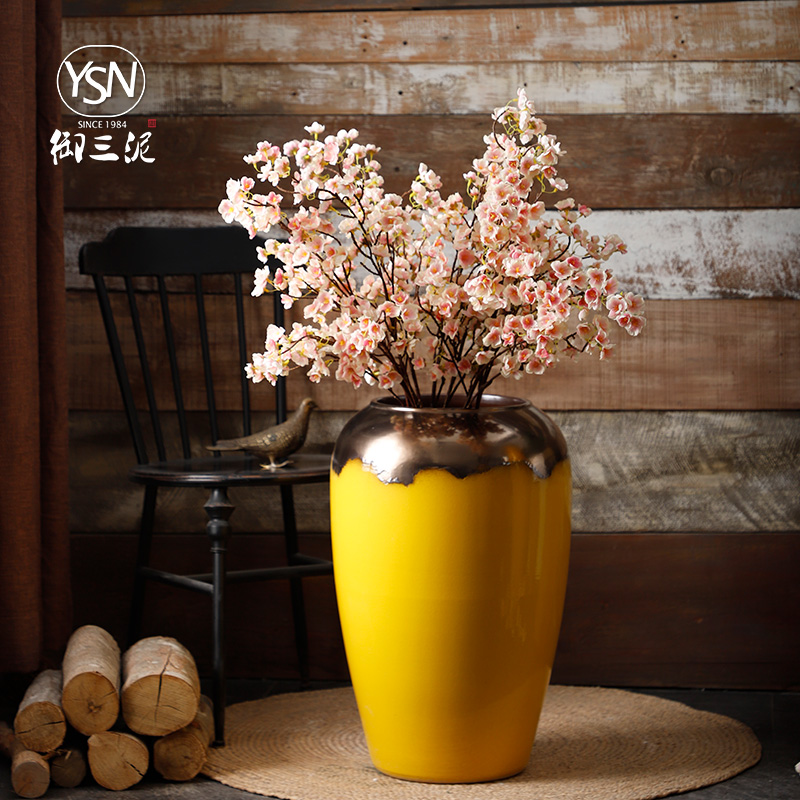 Ceramic vase simulation flower adornment flower arranging ground large porcelain decoration big yellow plutus festival furnishing articles sitting room