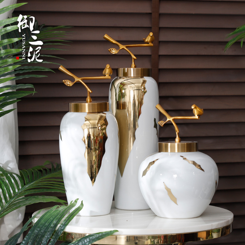 Dried flower flower implement household soft adornment Nordic white ceramic vase furnishing articles I and contracted sitting room Chinese flower arranging