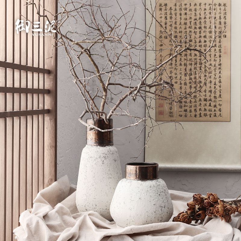 Dried flower adornment furnishing articles coarse light some ceramic pot flower arranging flower implement restoring ancient ways is the key-2 luxury of I and contracted ceramic vases, snow black copper