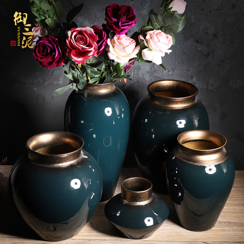 Ceramic vase artical sitting room flower arranging furnishing articles American I and contracted hydroponic dried flowers, creative household decoration