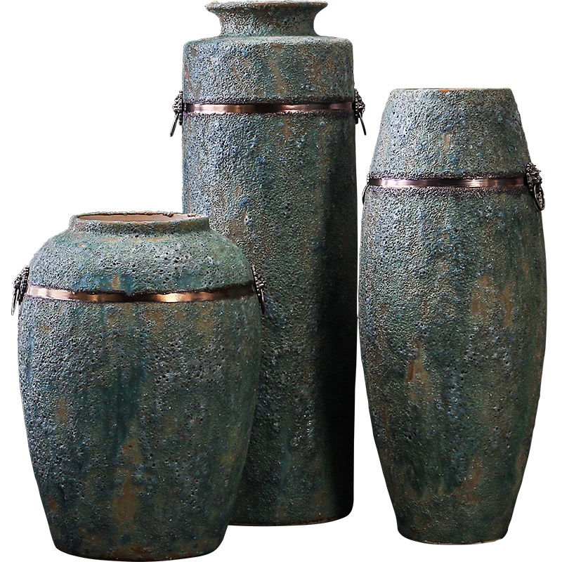 Restore ancient ways the ground vases, antique bronze, ceramic flower implement do old blue glaze Chinese wind furnishing articles drama props vase