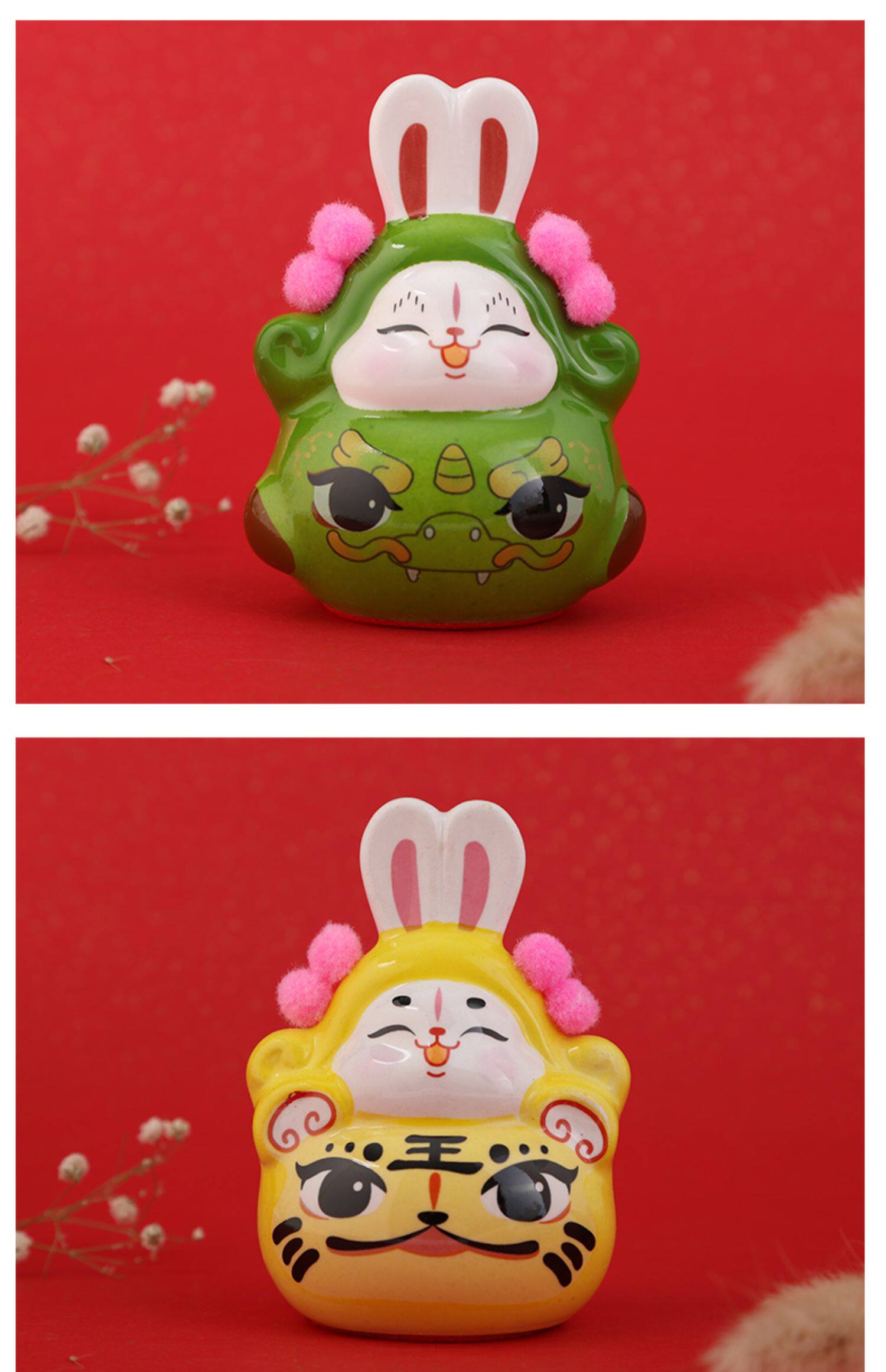 陶瓷兔爷家泥塑十二生肖摆件小礼品