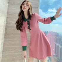 FENING MAJE Skirt Women 2020 Autumn Winter New Japanese Sweet Knitted POLO Collar Bottom Dress