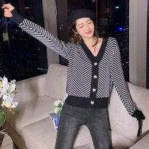 FENING MAJE 2020 Autumn Winter Lazy Pullover Sweater Korean Loose V-neck Fashion Knit Women