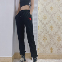 2021 Tide brand new love embroidery men and women couples sports loose pants autumn winter foot casual trousers