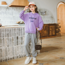 european station girls' sports suit spring autumn 2022 new foreign style children's casual girls' sweatshirt middle and large children's autumn clothing