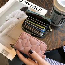 Sheepskin card bag female multi-card large capacity exquisite high-grade ultra-thin small leather bank card bag anti-demagnetization