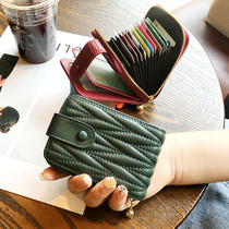 Leather drivers license card bag female small and exquisite high-end multi card position New 2021 certificate bit niche ins Wind Net Red