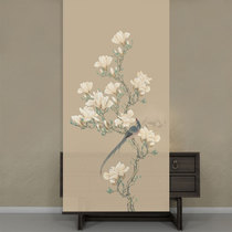 Love craft soft screen new Chinese translucent soft screen soft partition roll curtain hanging curtain Magnolia bird language