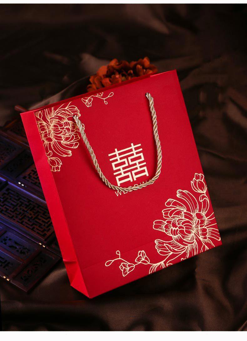 结婚用品喜糖盒手提袋喜字婚庆礼品纸袋子伴手礼回礼品袋订婚创意