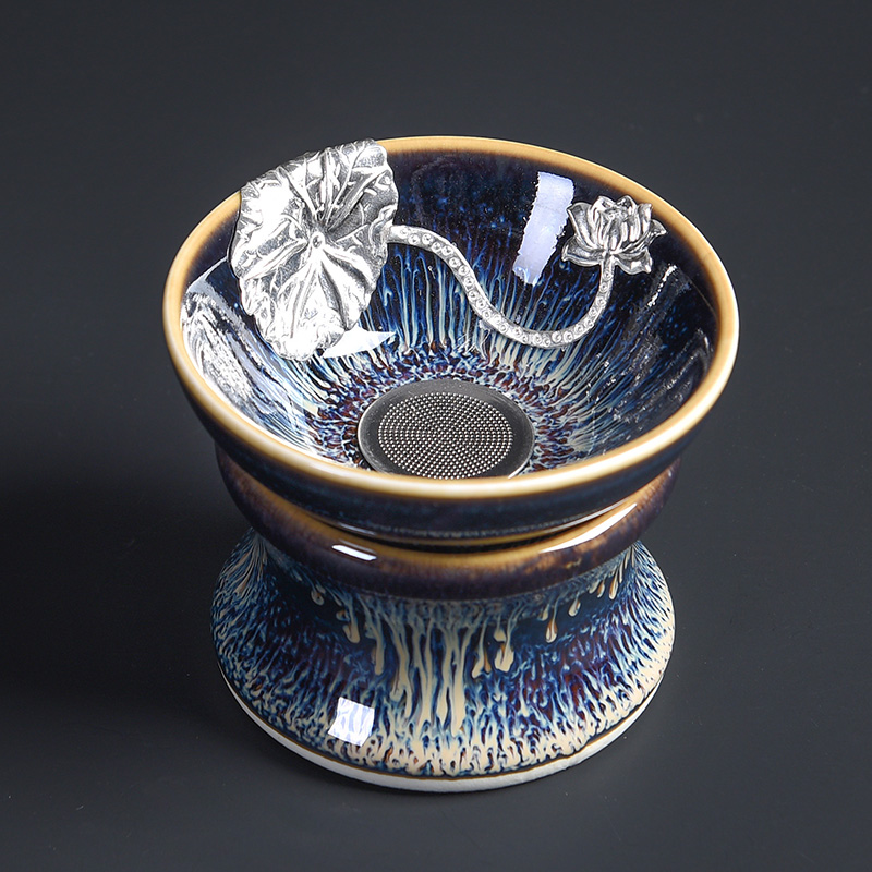 Tao blessing silver obsidian variable jingdezhen blue drawing) household drawing star light filtering group)