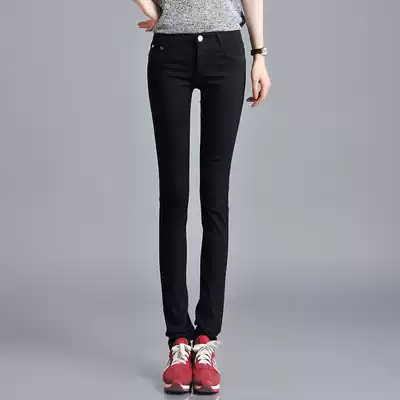Wear black casual pants women's high waist thin jeans stretch 2020 new spring and autumn students women's trousers