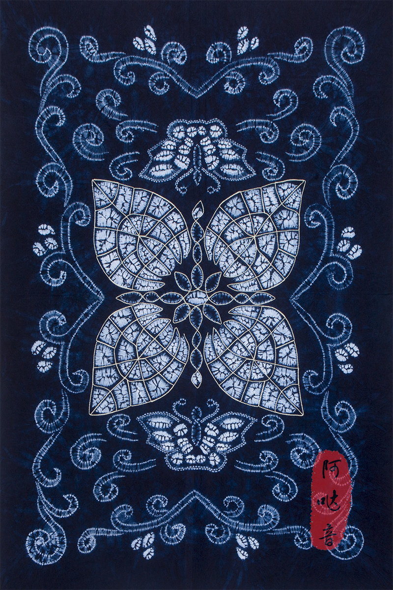 扎染桌布电视柜云南大理白族蓝色茶几纯棉壁挂背景墙饰田园风