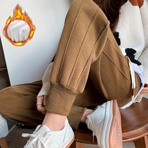 Sports Pants Woman Spring Autumn Season New Big Code Fat MM Hallen Casual Pants Plus Suede Turnip Pants Autumn Winter Bunching Pants