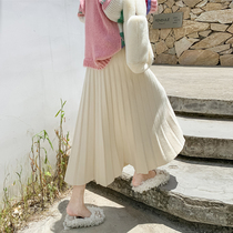 Knitted skirt womens autumn and winter with sweater 2022 new high waist mid-length large swing umbrella skirt a-line pleated skirt