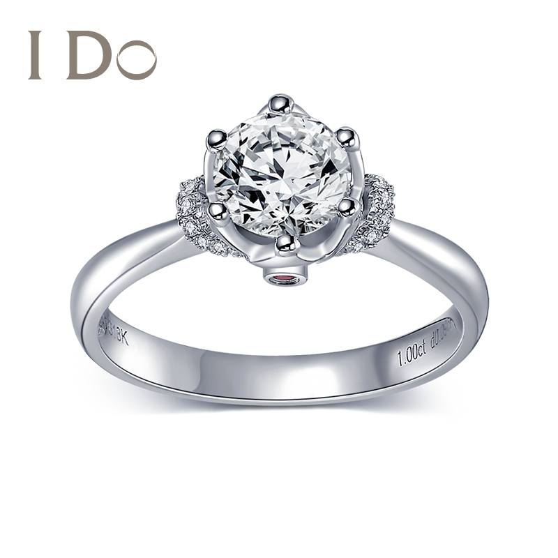 【门店现货】i do 真爱加冕18k金钻戒公主红宝石婚戒1克拉专柜ido