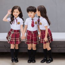 British style kindergarten Garden dress red plaid two-piece childrens performance uniforms primary school uniforms graduation class uniforms
