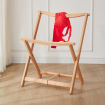 Nordic simple household bedroom solid wood floor clothes rack storage folding small floor-to-ceiling clothes rack