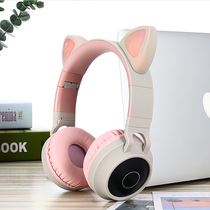 Wireless Bluetooth Headphones Headsets Online Red Cat Ears Luminous Cartoon Apple Huawei Generic Game Mcgirl Hearts