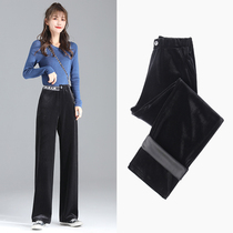 Golden velvet wide leg pants children autumn and winter 2020 new slim high waist straight tube loose hanging long pants