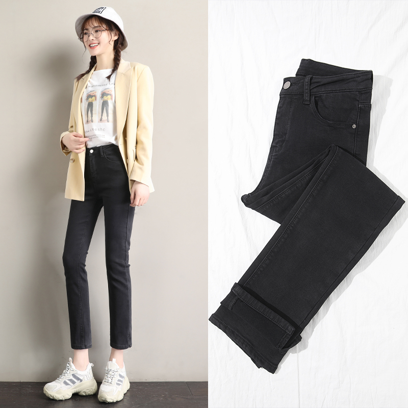 Jeans women's straight loose spring 2020 new high waist thin black women's pants Joker radish pants tide