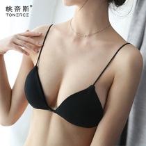 women's thin push up wireless sexy exposed back triangle cup small brassiere summer student french back underwear