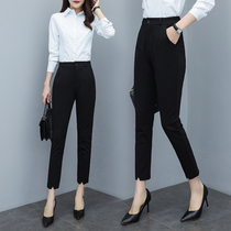 Casual pants suit pants 2021 new spring and autumn ankle-length pants women Summer thin straight black tooling small foot pants