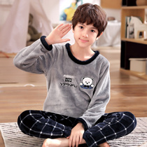 Winter Childrens pyjamas boys Coral Suede Plus Suede Thickened Autumn Winter Style Big Boy Flannel Kid Boy Suit