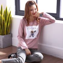 Spring and autumn Season Garage up to 200 catty Outside Wearing Pyjamas Woman Long Sleeve Pure Cotton Cartoon Home Conserved Loose Suit
