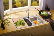 Tao Ke you kitchen 304 stainless steel sink double tank one-piece thick washing basin drawing sink sink set