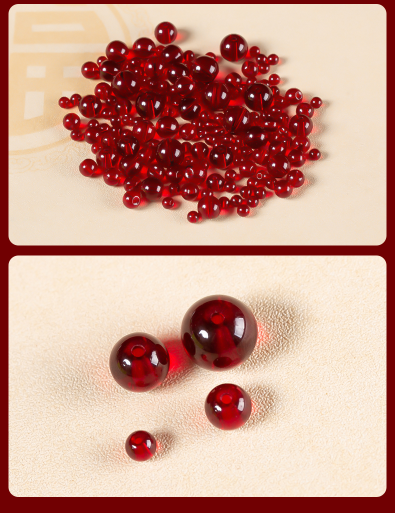 酒红色仿石榴石珠子散珠人造水晶玻璃珠手链项链diy饰品配件材料