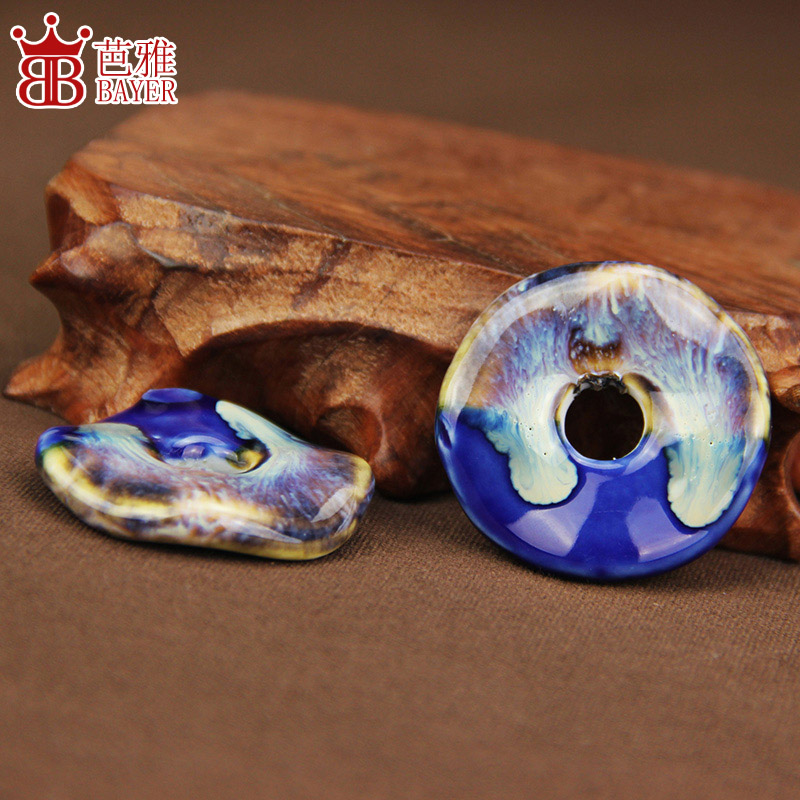 Jingdezhen ceramic chip diy checking out colorful variable macroporous ceramics ring pendant necklace pendant accessories