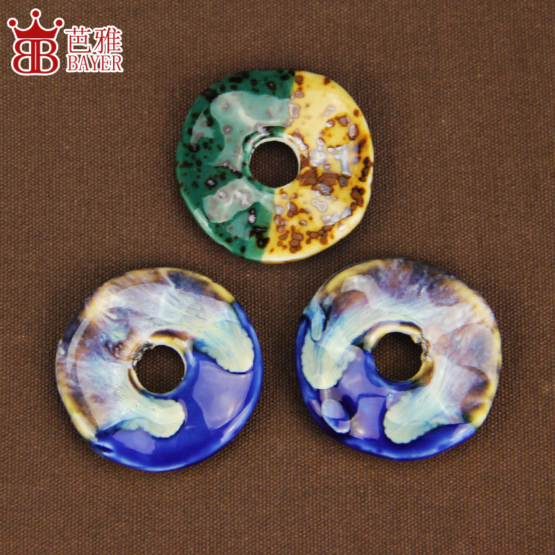 Jingdezhen ceramic chip diy checking out colorful variable macroporous ceramics ring pendant necklace pendant accessories