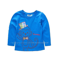Very small fish 26573 boy spring autumn loaded with cartoon infant round collar casual pure cotton thin and soft long sleeve blouse