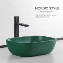 Modern Minimalist Matt Matt Green Ceramic Table Basin Home Office Desk Basin Countertops Single Wash Basin Washbasin Balcony Basin