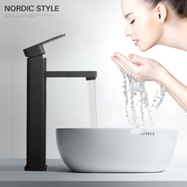 Golden Washbasin Faucet Matte Black Faucet Bathroom Personality Washbasin Faucet Creative Square Hot and Cold Faucet